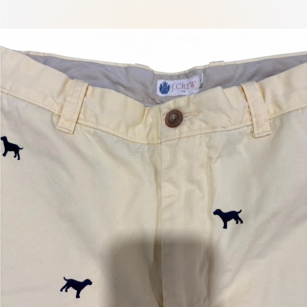 J. Crew Chino Shorts Yellow Embroidered Dog Print Men's Size 33 - Picture 3 of 5